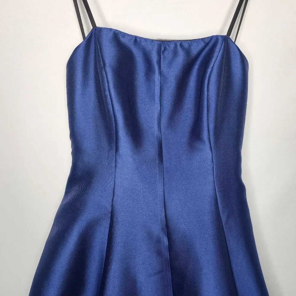 Blue Mikado Strapless Prom Dress Formal Homecoming Gown